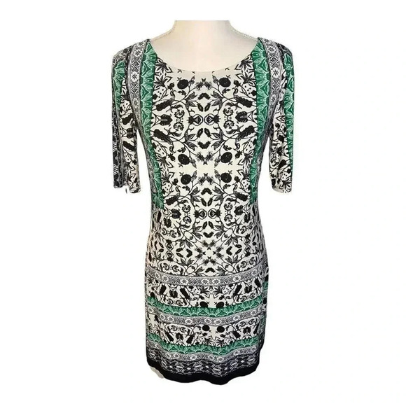 Vince Camuto Women’s Size 2 Patterned Elbow Sleeve Jersey Knit Dress‎ - Picture 1 of 4